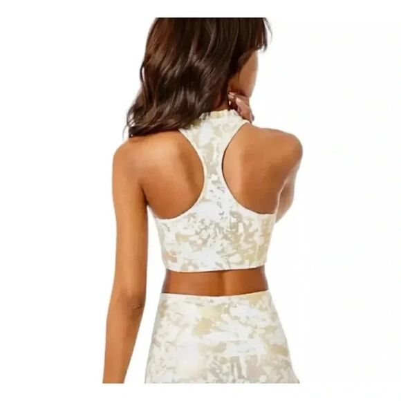 Lilly Pulitzer Lindsay Luxletic Sports Bra Gold Foil SZ S #1985 - Picture 2 of 14